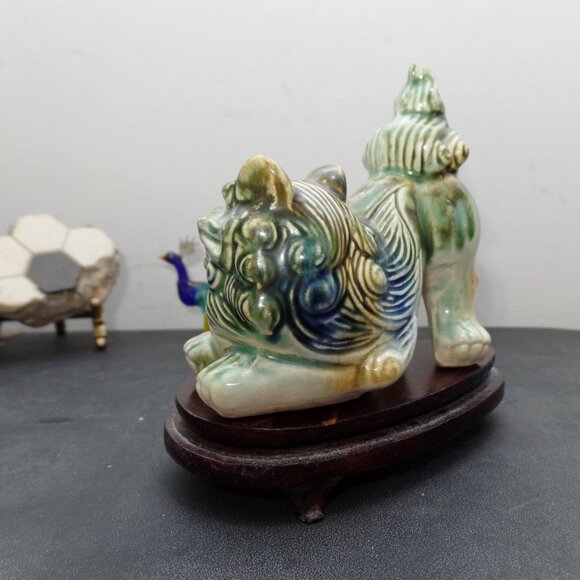 Vintage Chinese Porcelain Foo Dog Sculpture Figurine Shi Shishi Guardian Statue - Picture 6 of 13